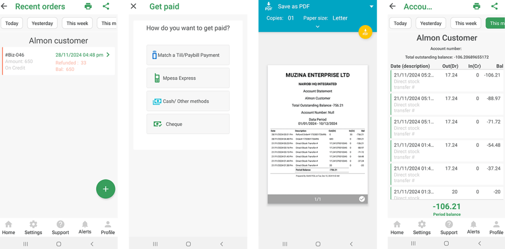 Customer balances on BizKit POS