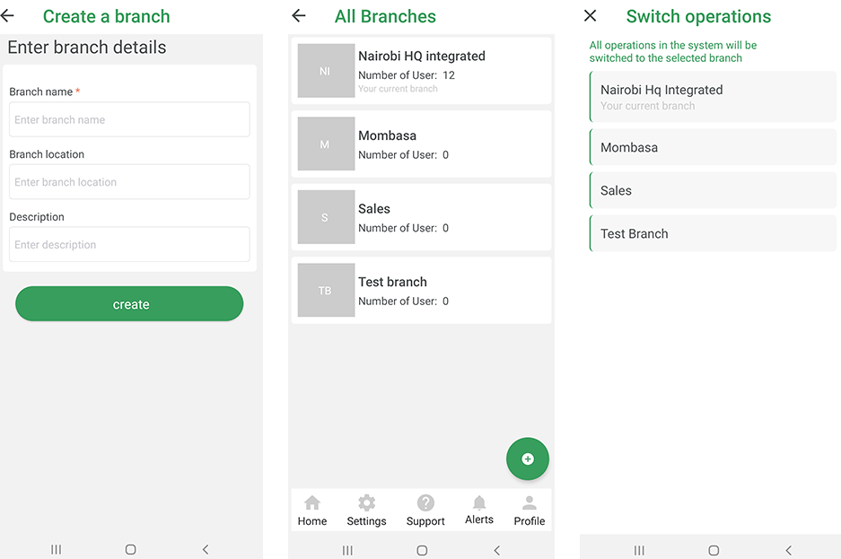 Point of sale system with branch management