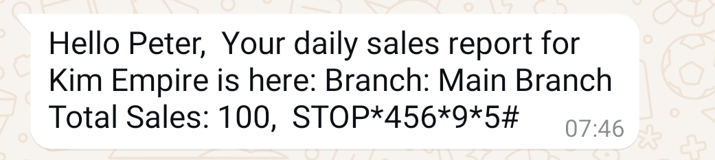 Daily sales report on Bizkit