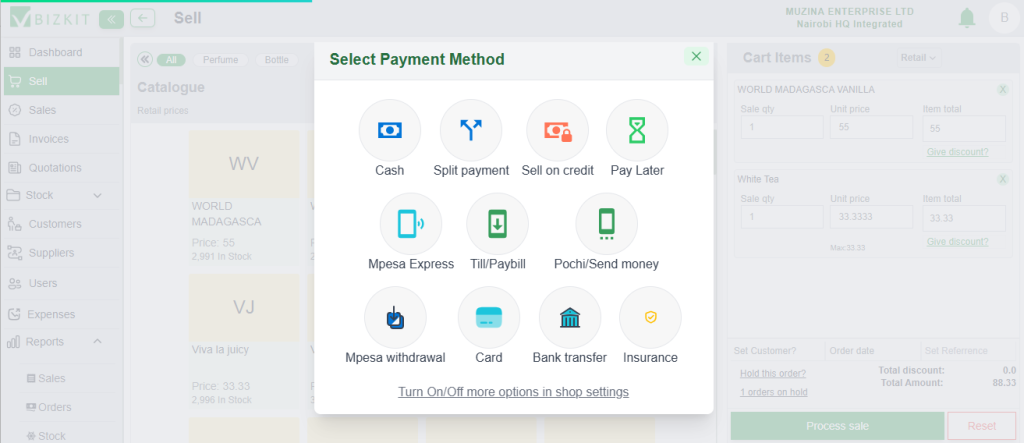 Track Payments on BizKit POS system in Kenya